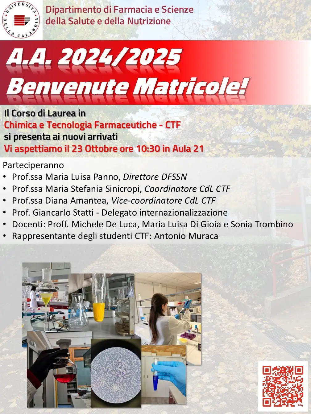 Benvenute Matricole, CdL CTF, DFSS, AA 2024/25