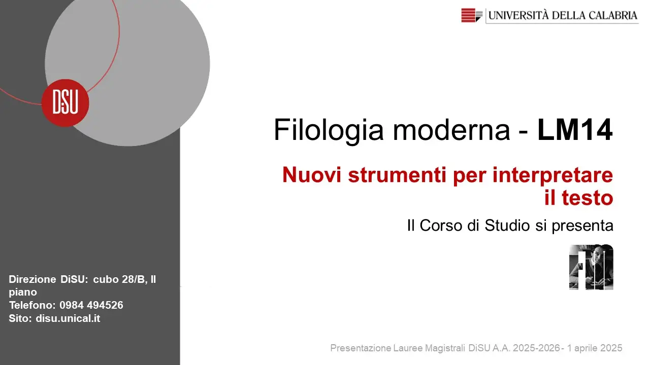 Slide Filologia moderna 2025/26