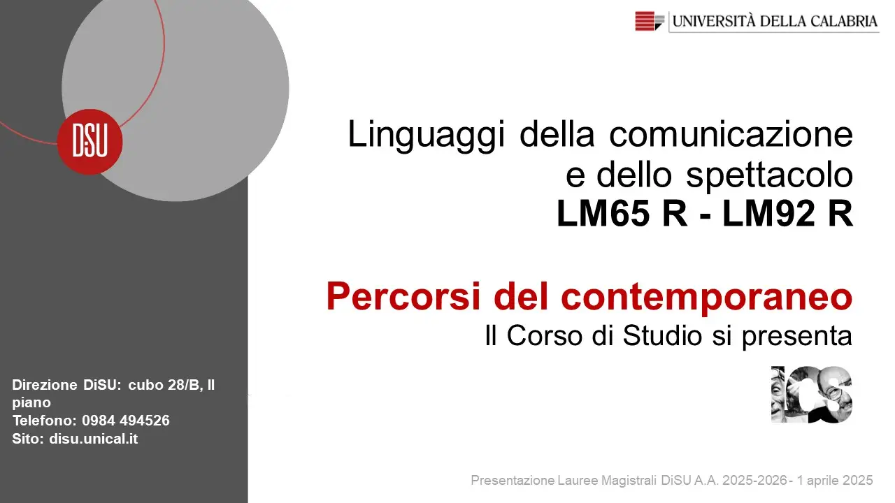 Slide Linguaggi della comunicazione e dello spettacolo 2025/26