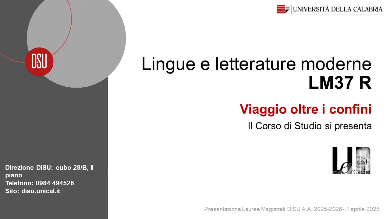 Slide Lingue e letterature moderne 2025/26